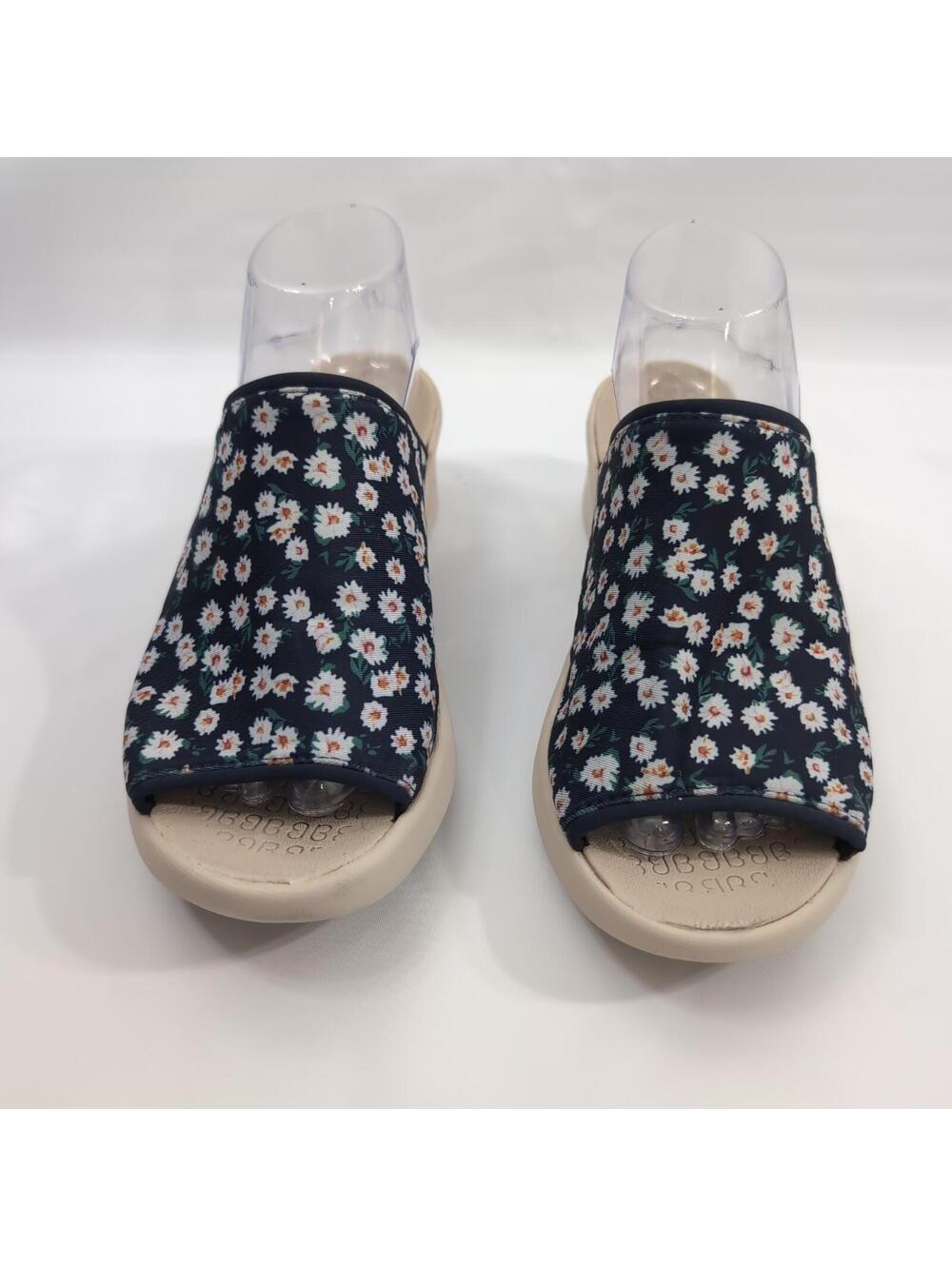 Bzees Navy Floral Slip-On Wedge Sandals with Cream Sole - Picture 3 of 9